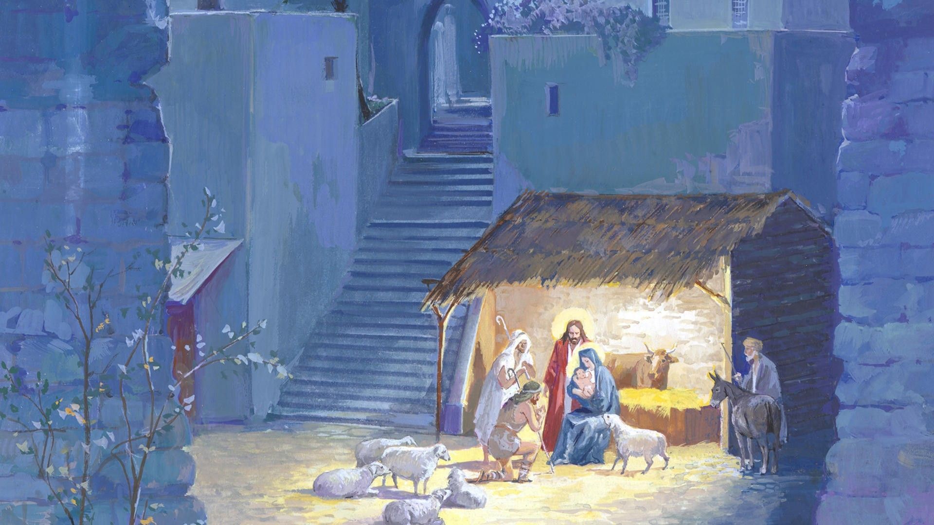 Presepe con Natività notturna, 1920x1080 1080p, Laptop