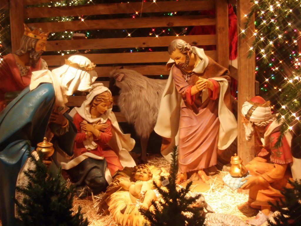 Presepe natalizio con luci, 1024x768 HD, PC