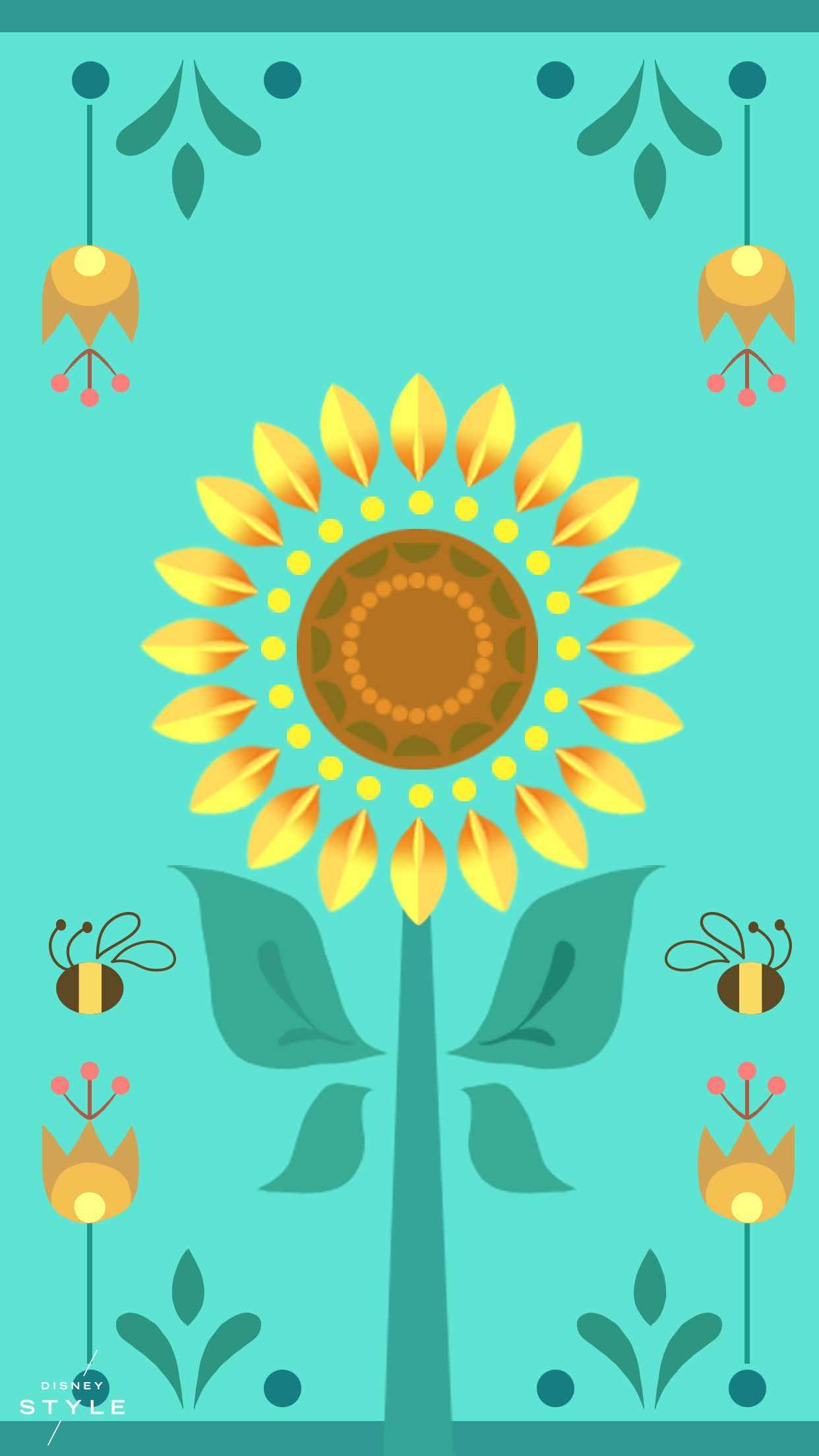 Girasole con api sfondo verde, 1242x2208 Full HD Verticale, Samsung Galaxy