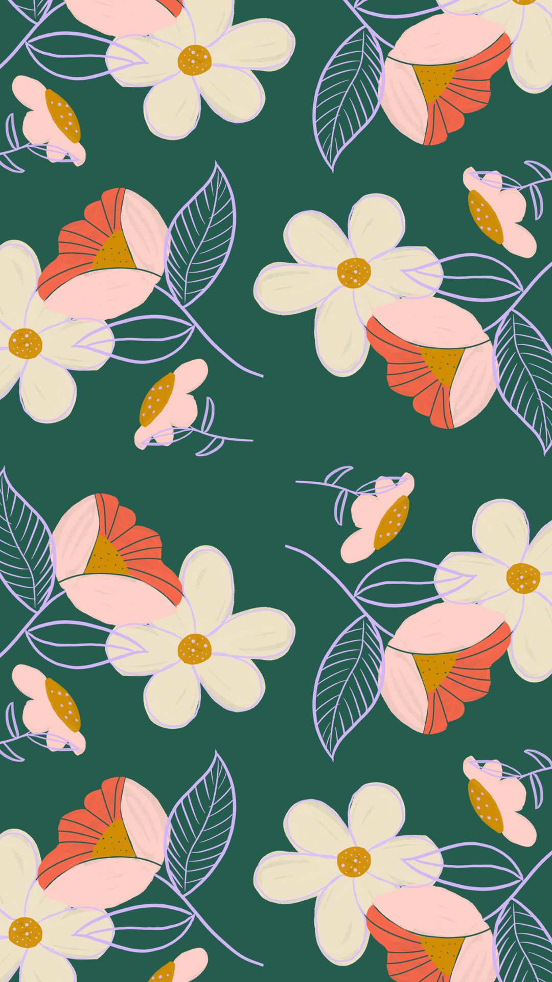 Fiori primaverili su verde scuro, 1080x1920 Verticale, Telefono