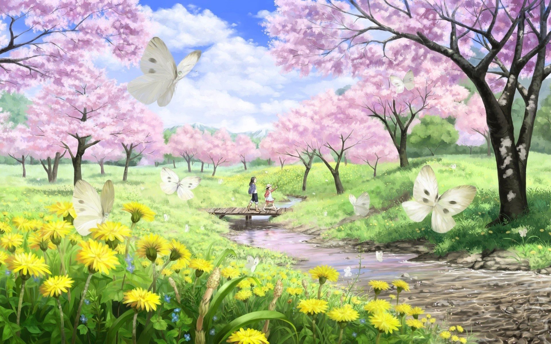 Ciliegi in fiore e farfalle, 1920x1200 Full HD+ WUXGA, PC Desktop
