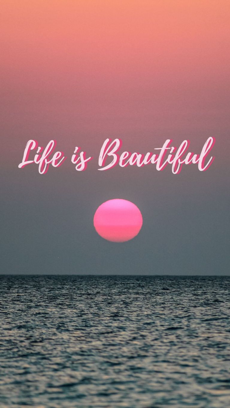 Tramonto rosa con scritta motivazionale, 768x1365 Full HD Verticale, Smartphone