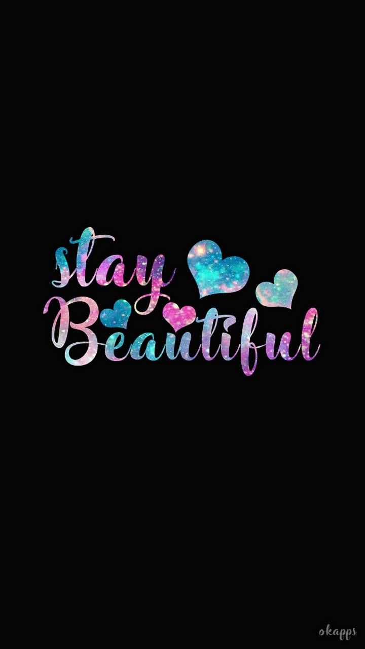 Scritta Stay Beautiful con cuori, 720x1280 Full HD Verticale, iPhone