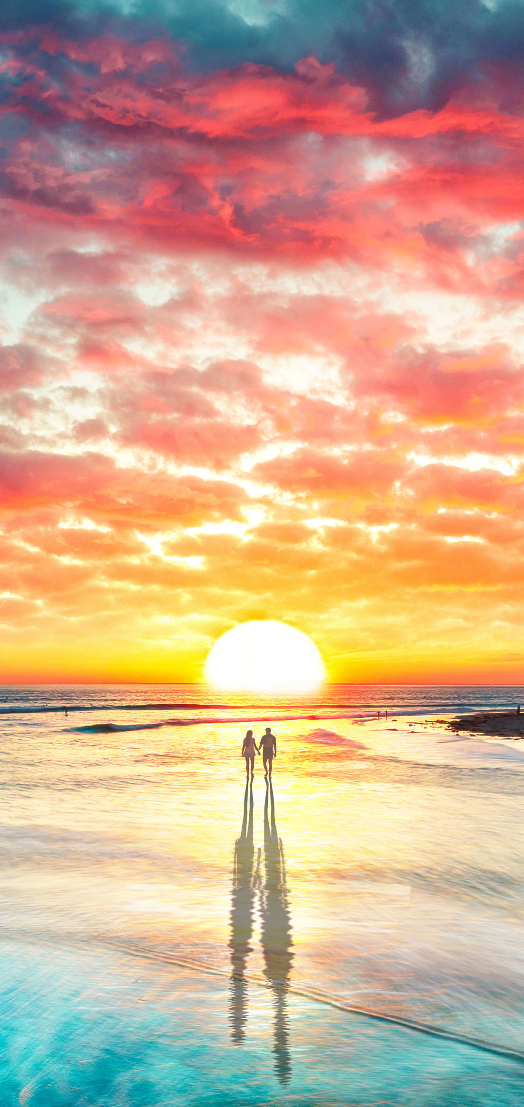 Tramonto arancione con nuvole, 1080x2280 Full HD Verticale, iPhone