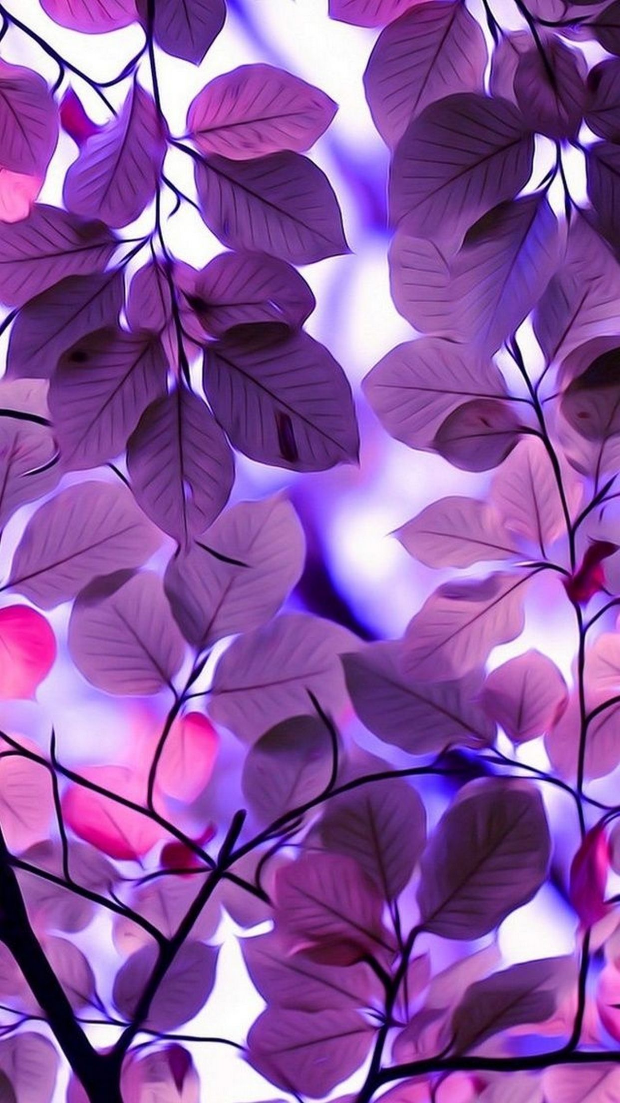 Foglie viola stilizzate, 1242x2208 Full HD Verticale, iPhone