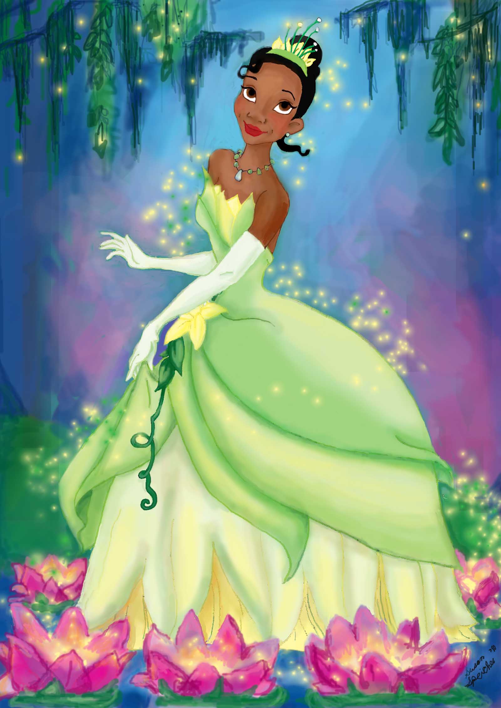 Principessa Tiana Disney con fiori, classici d'animazione, 1024x768 HD, PC