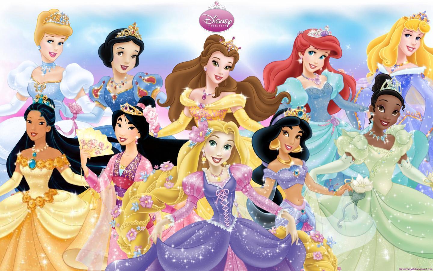Principesse Disney gruppo illustrato, 1440x900 720p, Laptop
