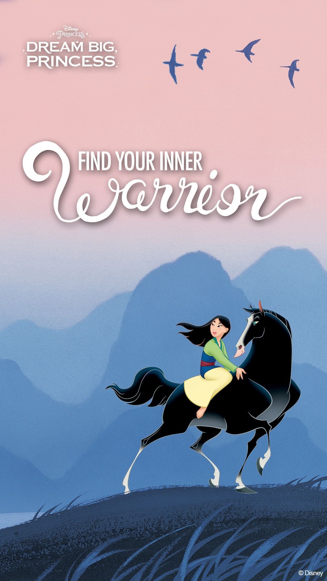 Mulan a cavallo, montagne, 1242x2208 Verticale, Telefono