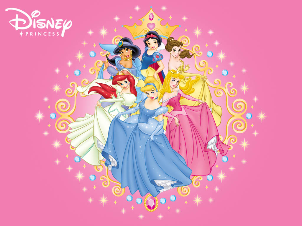 Principesse Disney sfondo rosa, 1024x768 HD, PC