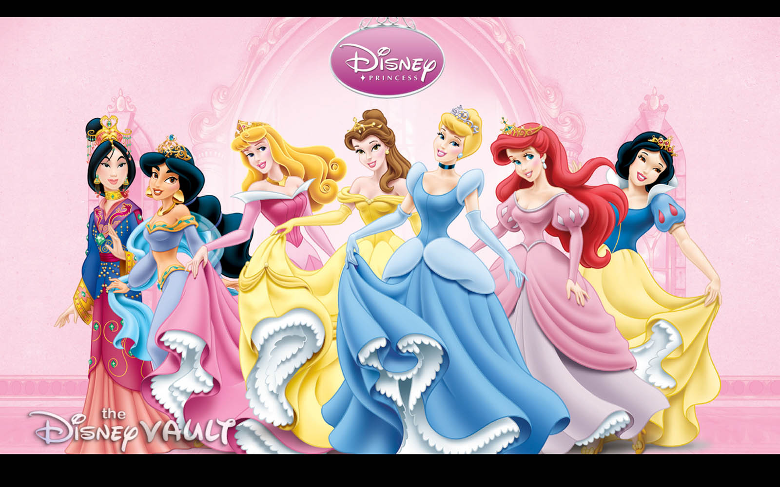 Principesse Disney gruppo sfondo rosa, 1600x1000 900p, Laptop