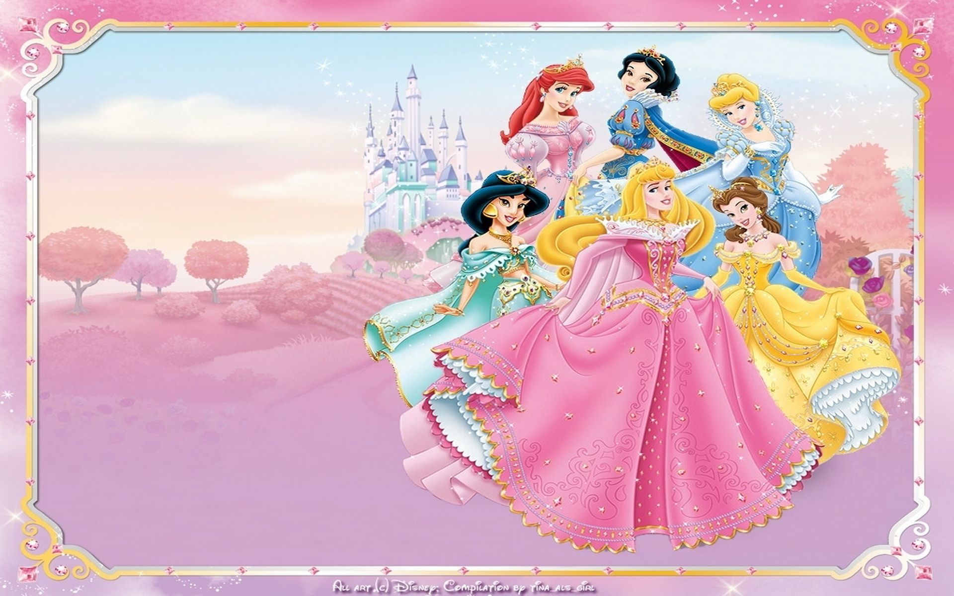 Principesse Disney gruppo rosa, 1920x1200 Full HD+, Desktop