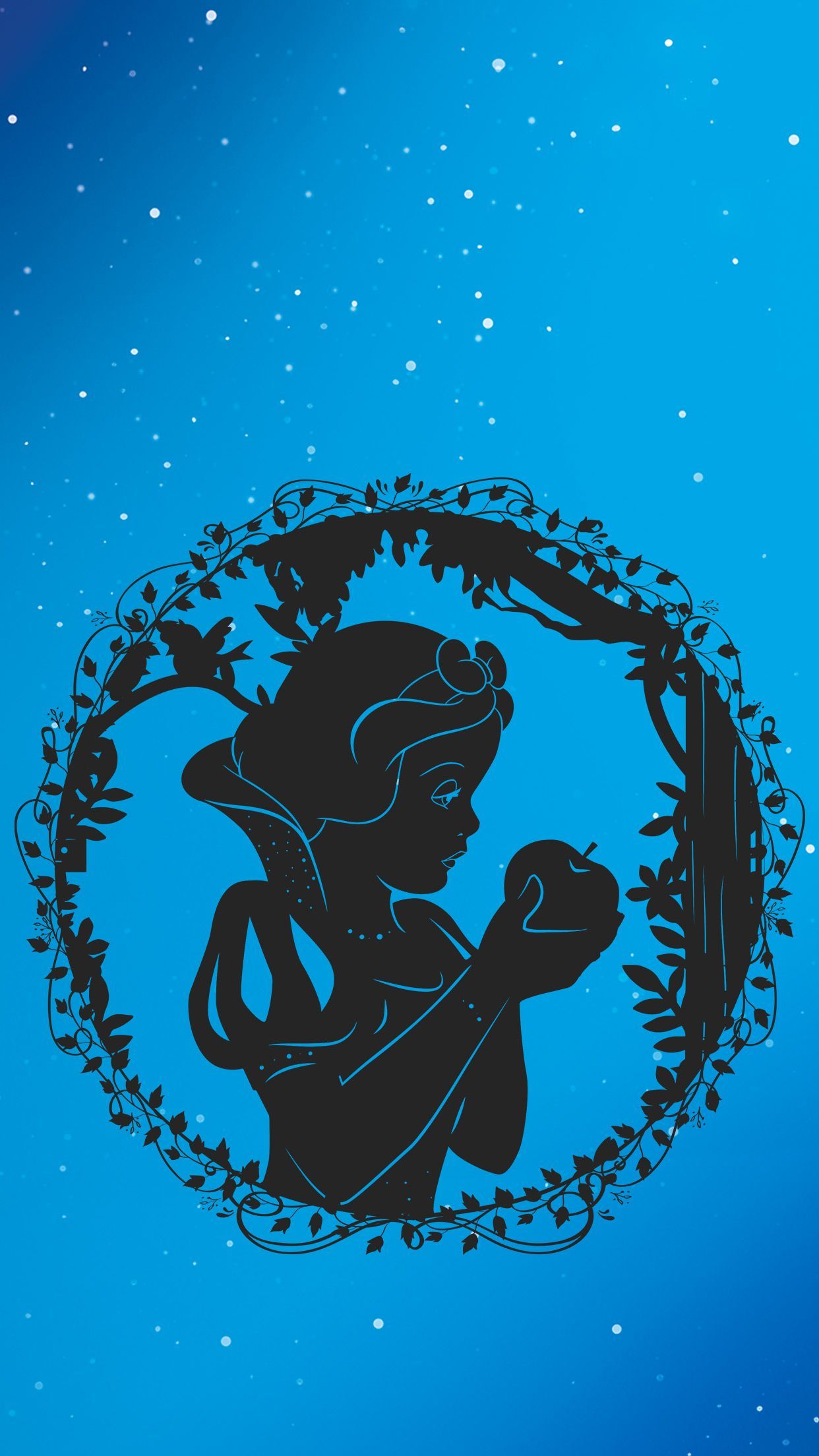 Biancaneve silhouette papercut blu, 1242x2208 Full HD Verticale, Smartphone