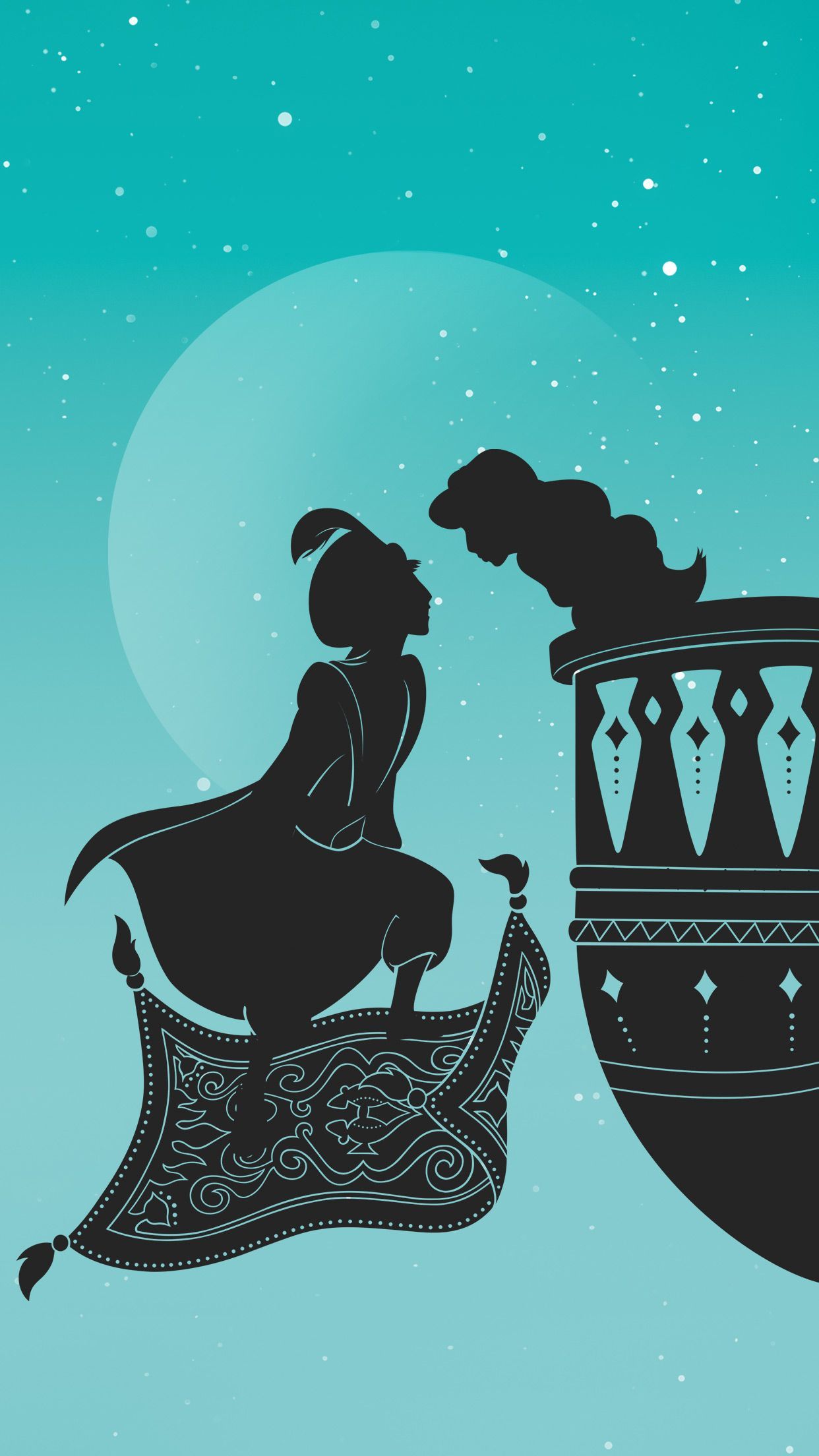 Aladdin silhouette tappeto volante genio, 1242x2208 Full HD Verticale, iPhone