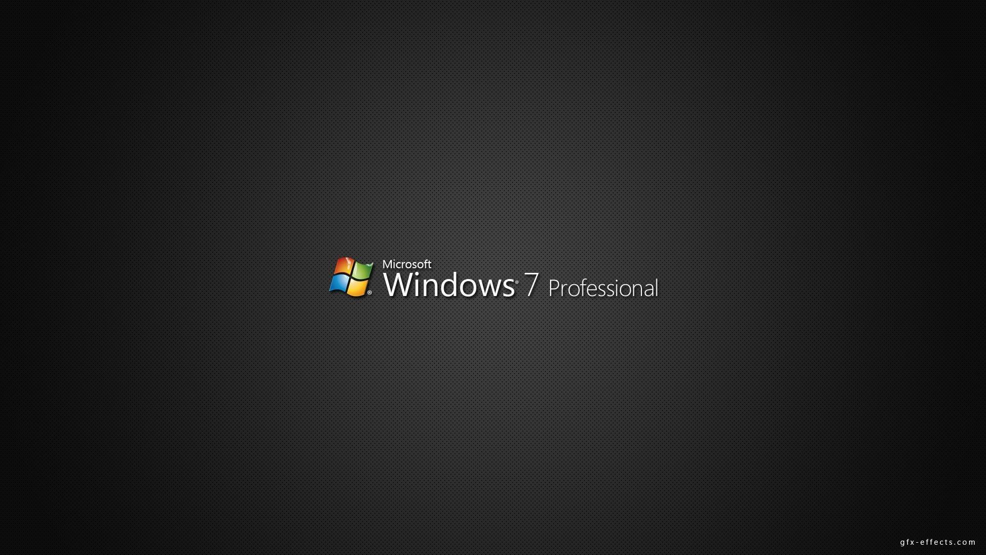 Logo Windows 7 Professional nero, 1920x1080 Full HD, PC