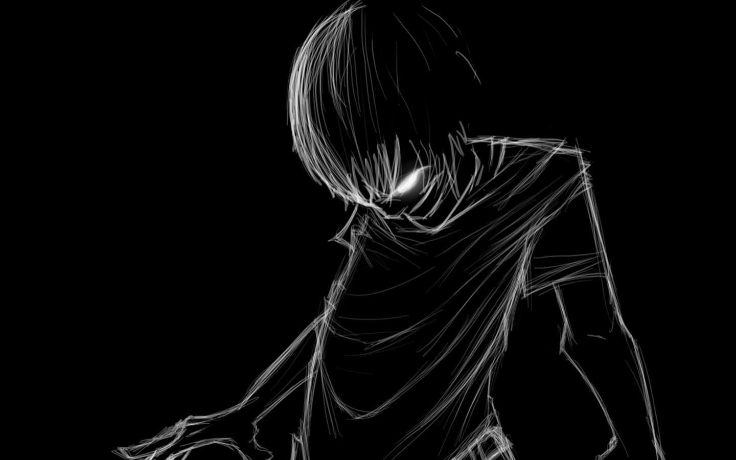 Schizzo anime ragazzo nero, 1440x900 HD, Desktop