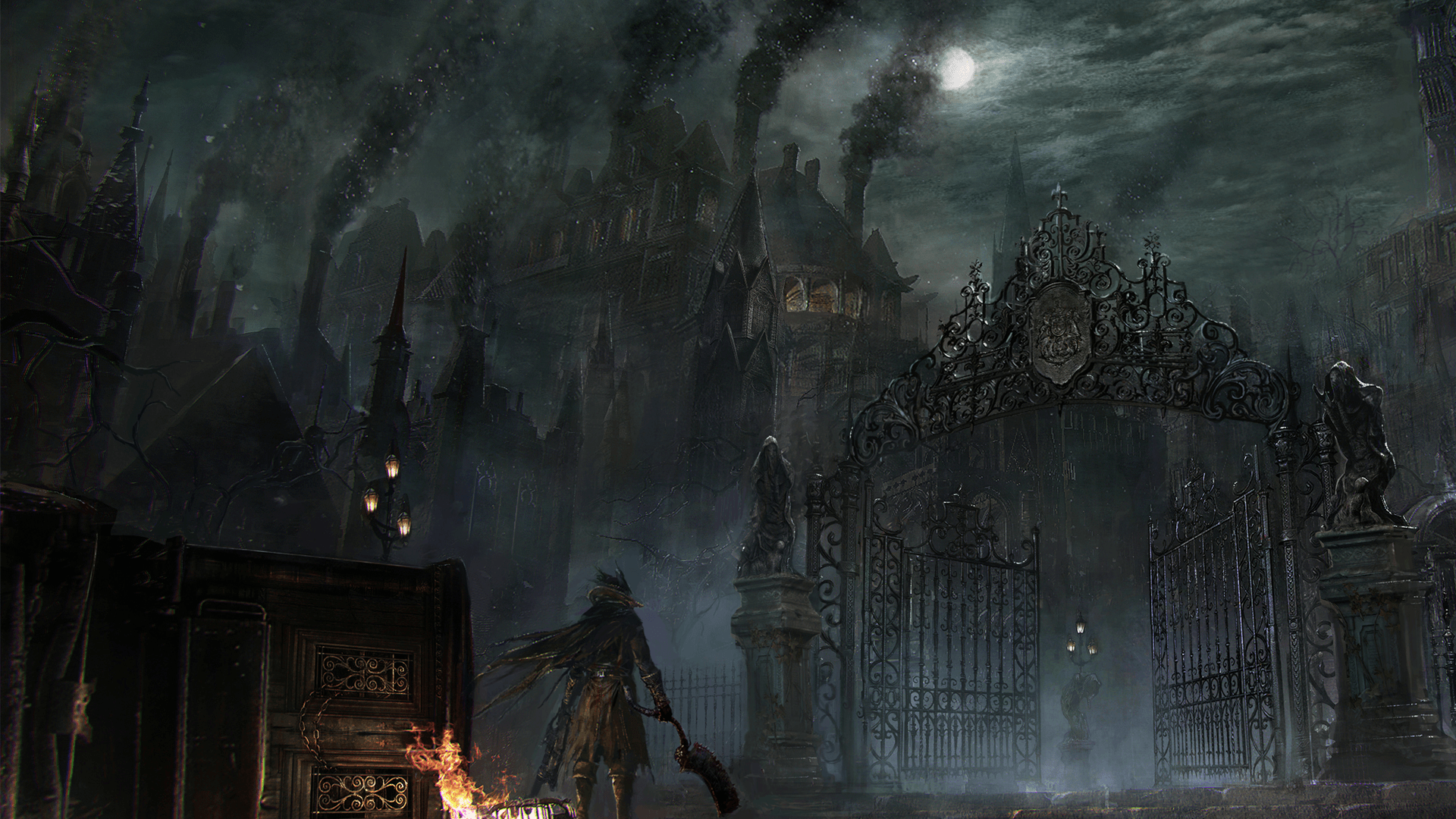 Bloodborne cancello gotico notturno, 1920x1080 Full HD, Laptop