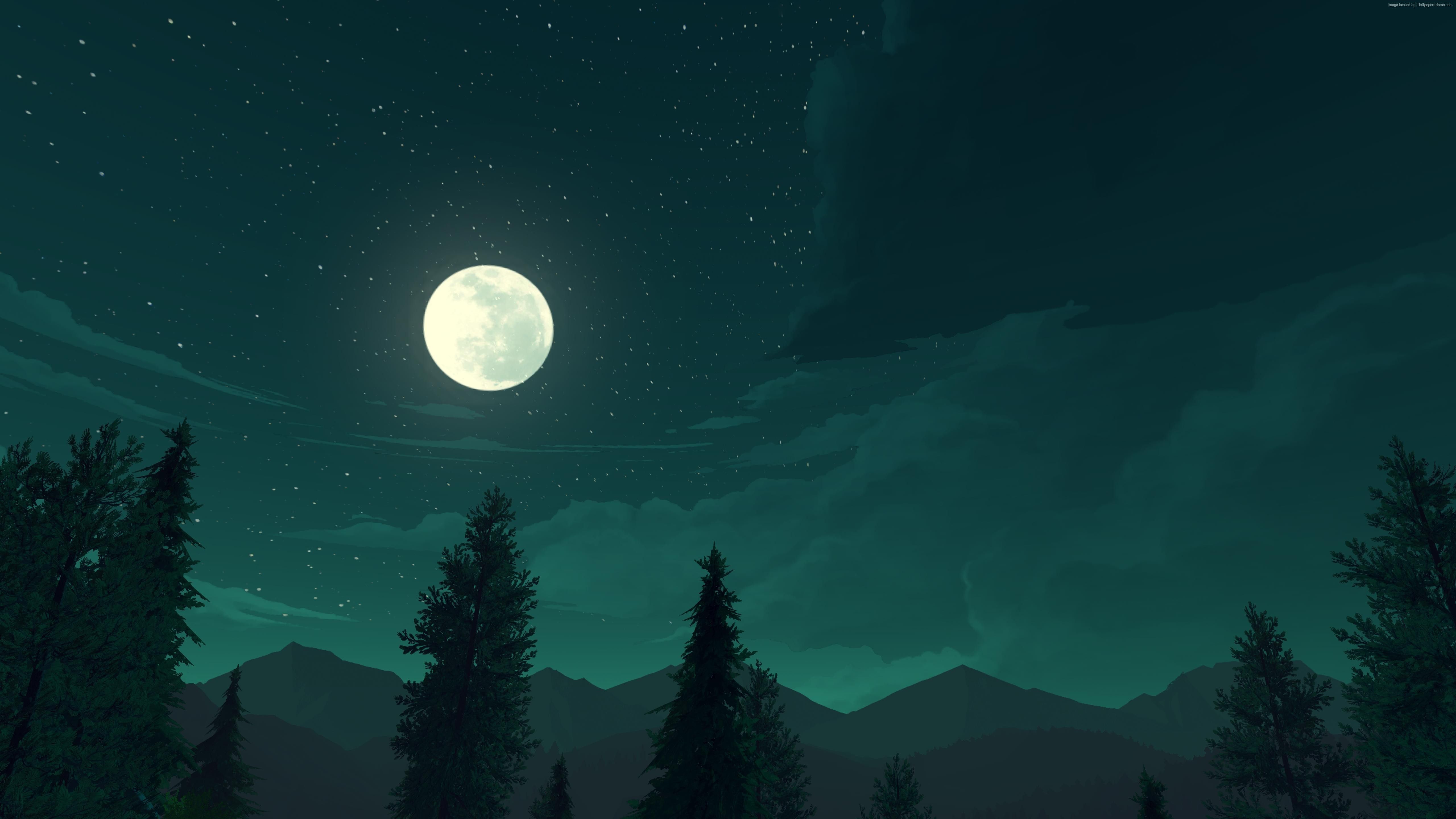 Firewatch luna notturna foresta, 5120x2880 4K Ultra HD, Monitor 4K