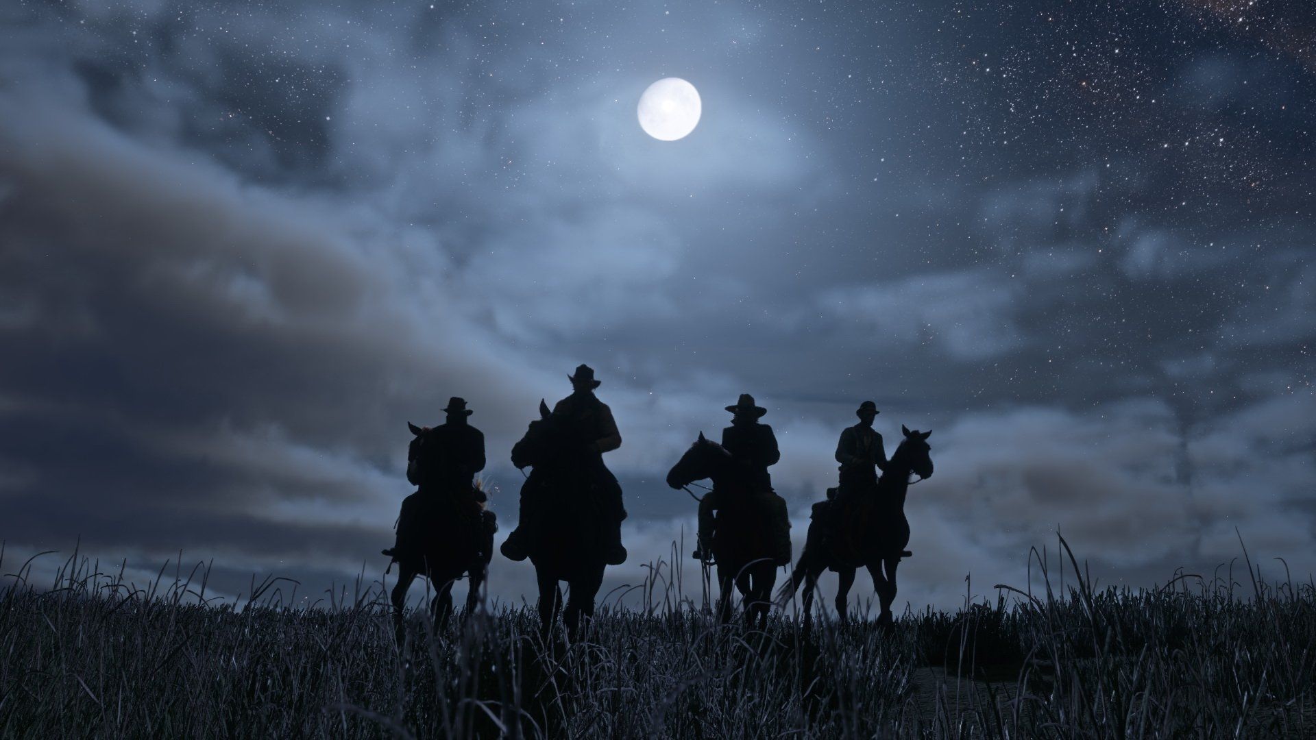 Red Dead Redemption 2 cavalieri notte, 1920x1080 Full HD, Desktop