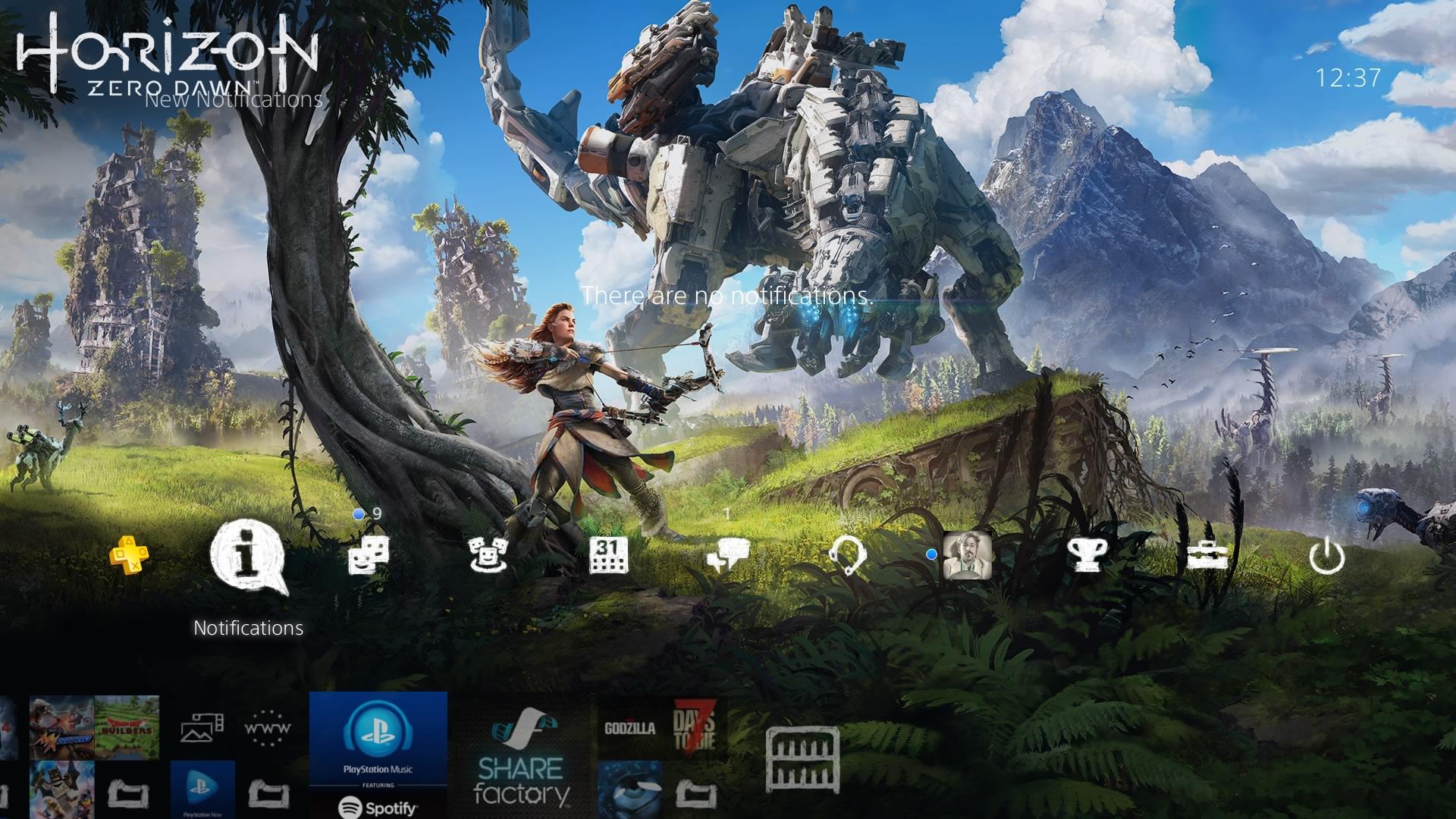 Interfaccia home PS4 scura, 1600x900 HD Ready, Desktop