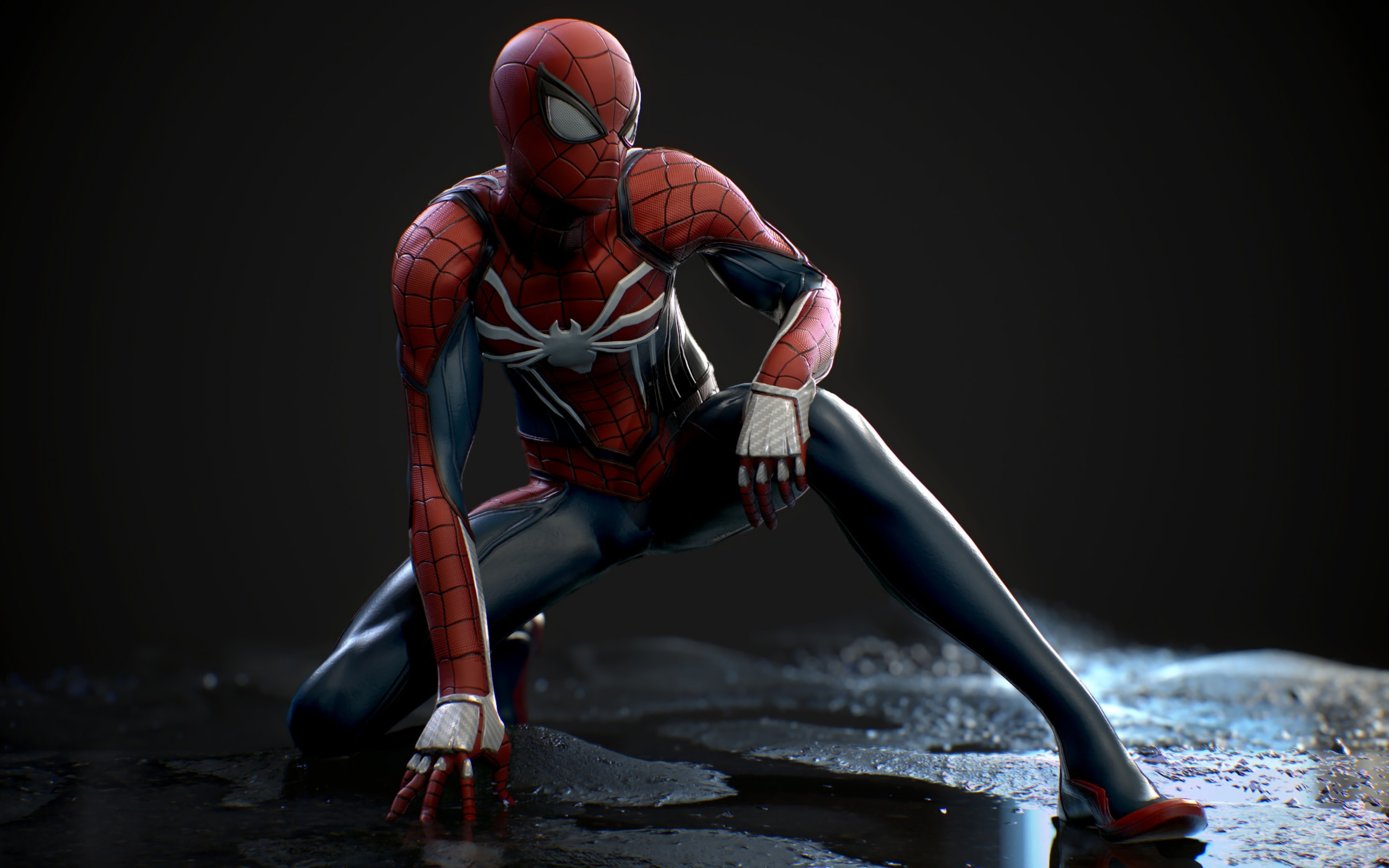 Spider-Man PS4 accovacciato, Marvel, 2880x1800 2K, Desktop