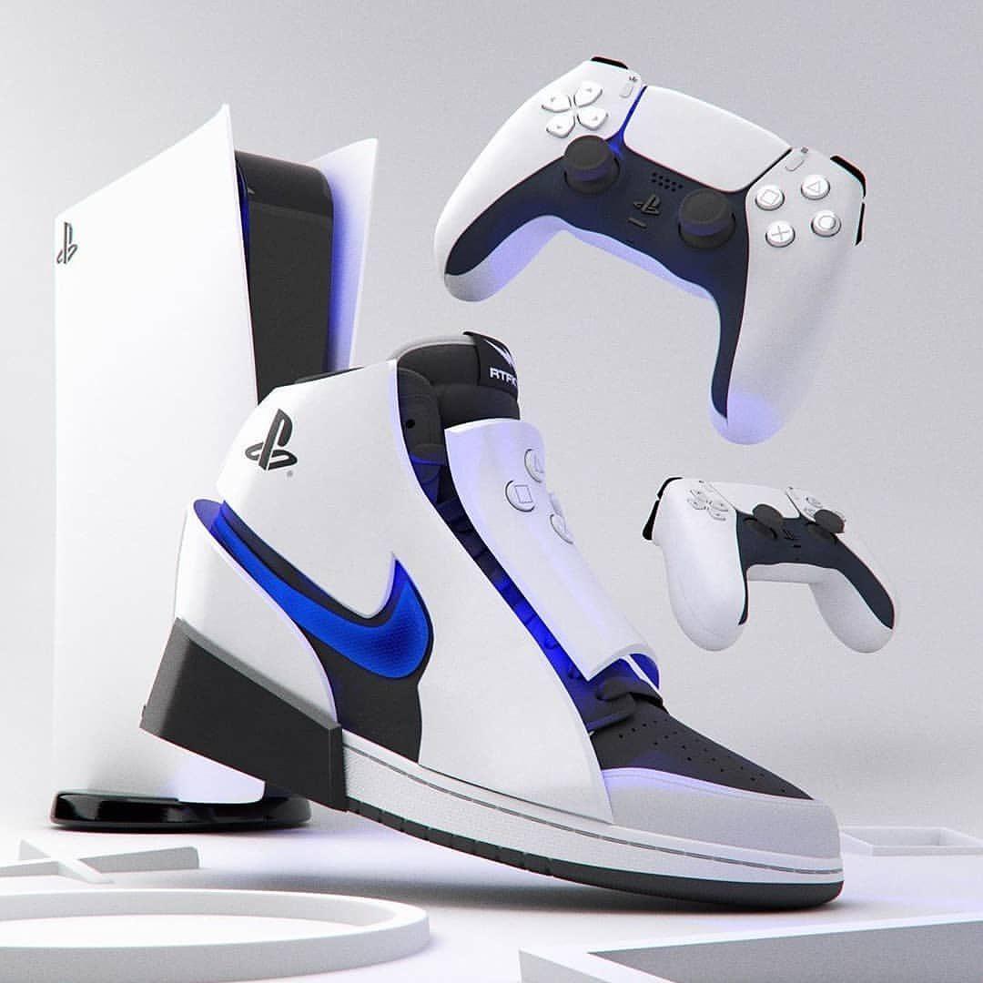 Console PS5 e sneaker Nike, 1080x1080 HD, iMac