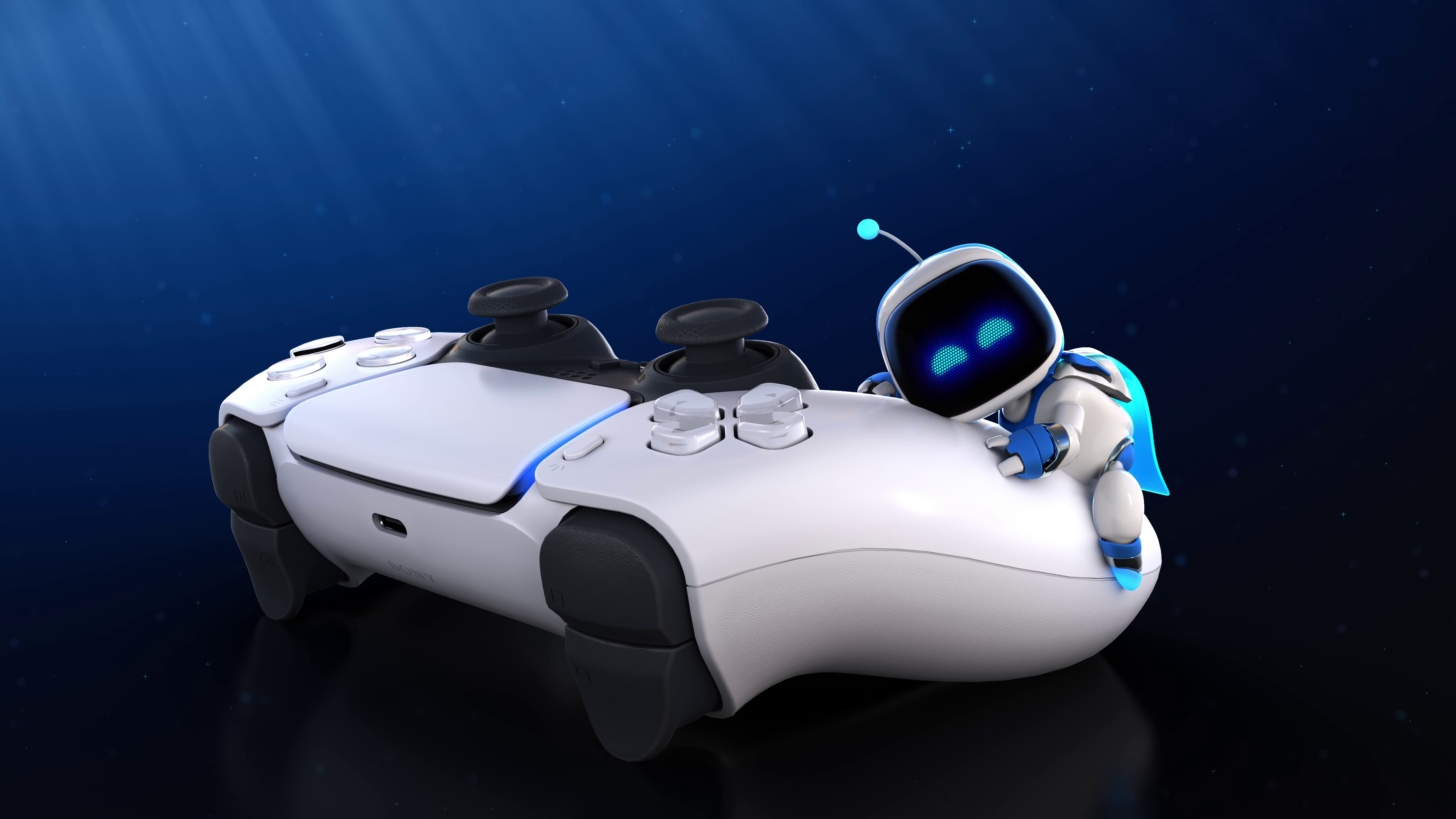 Astro Bot con controller PS5, 3840x2160 Ultra HD, 4K TV