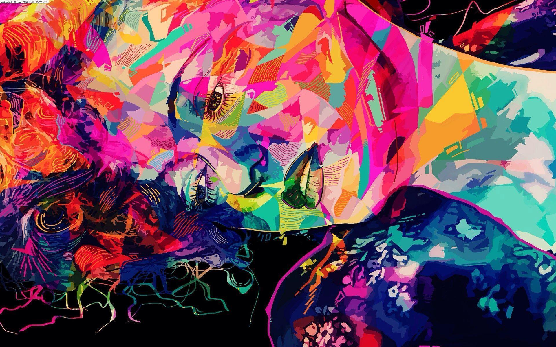 Volto astratto psichedelico colorato, 1920x1200 Full HD+ WUXGA, Laptop