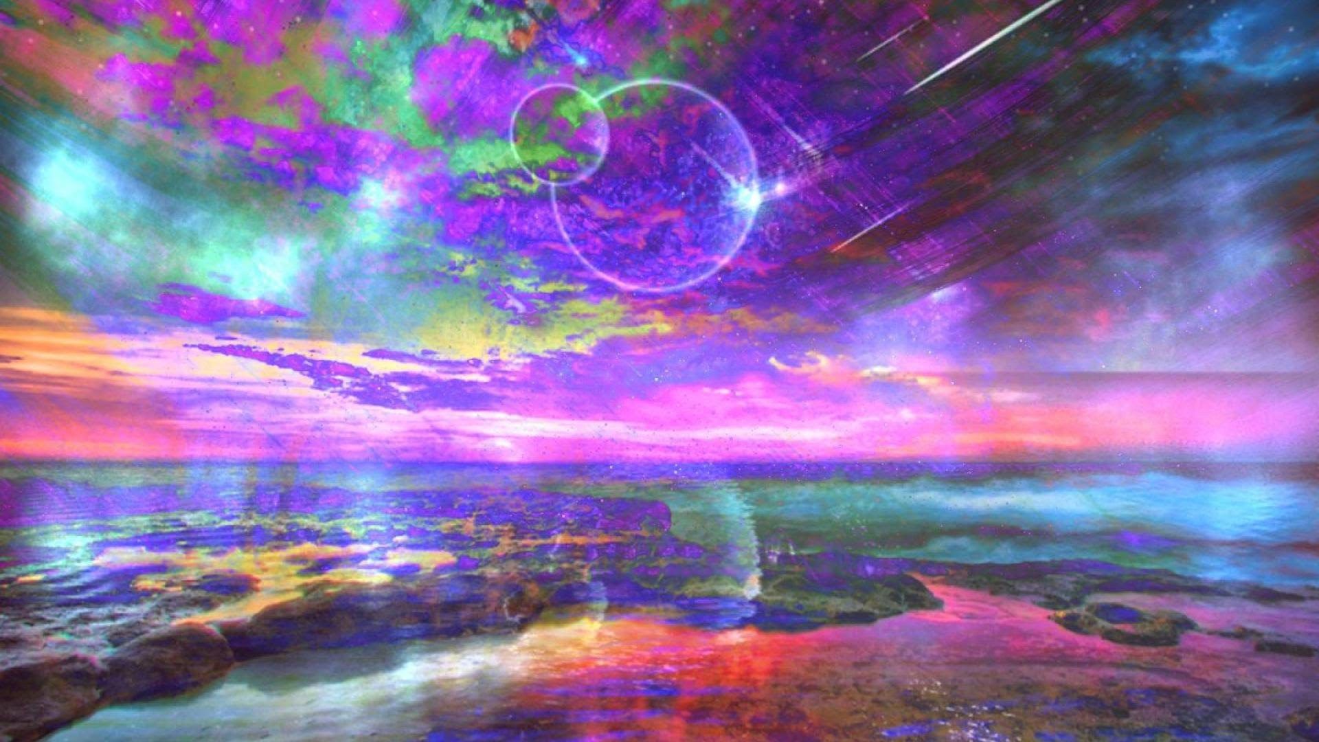 Cielo psichedelico su oceano colorato, 1920x1080 Full HD, Lenovo Legion