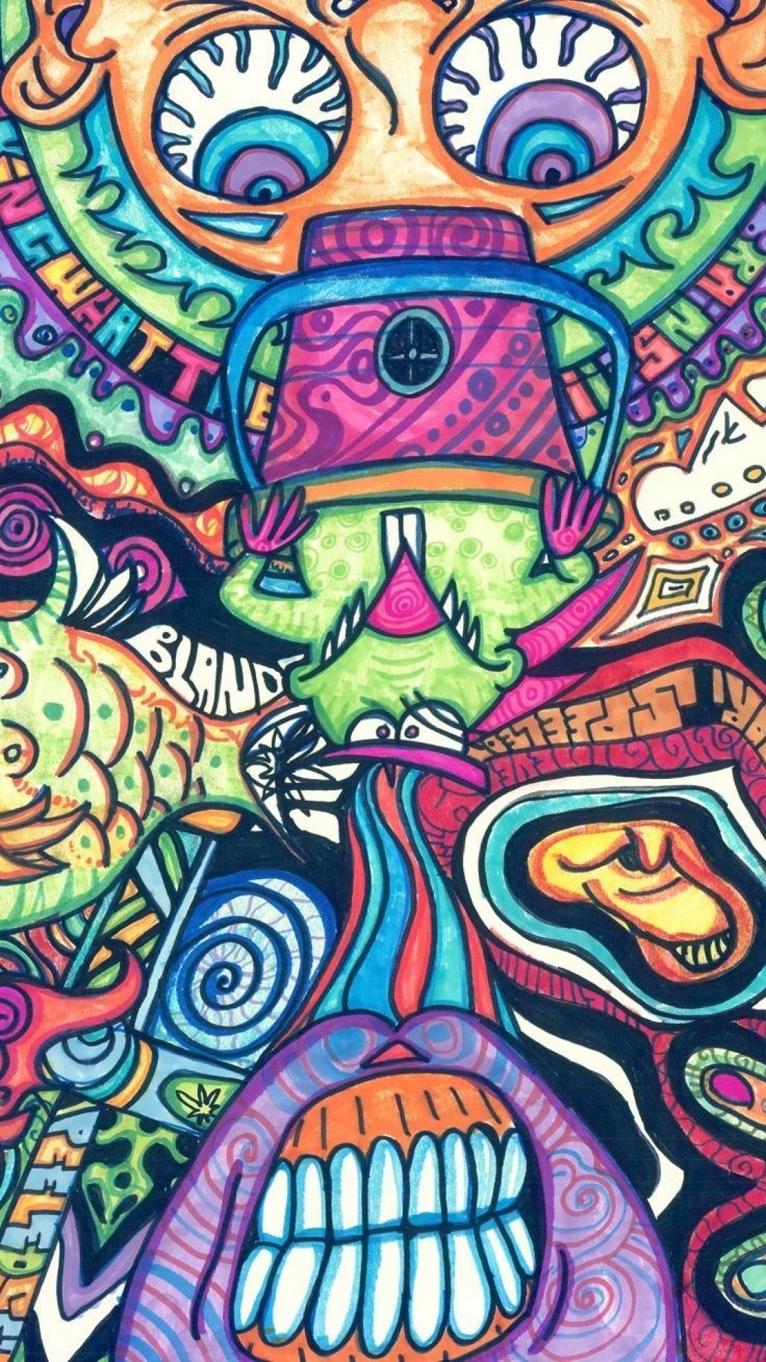 Robot psichedelico astratto colorato, 1080x1920 Full HD Verticale, Smartphone