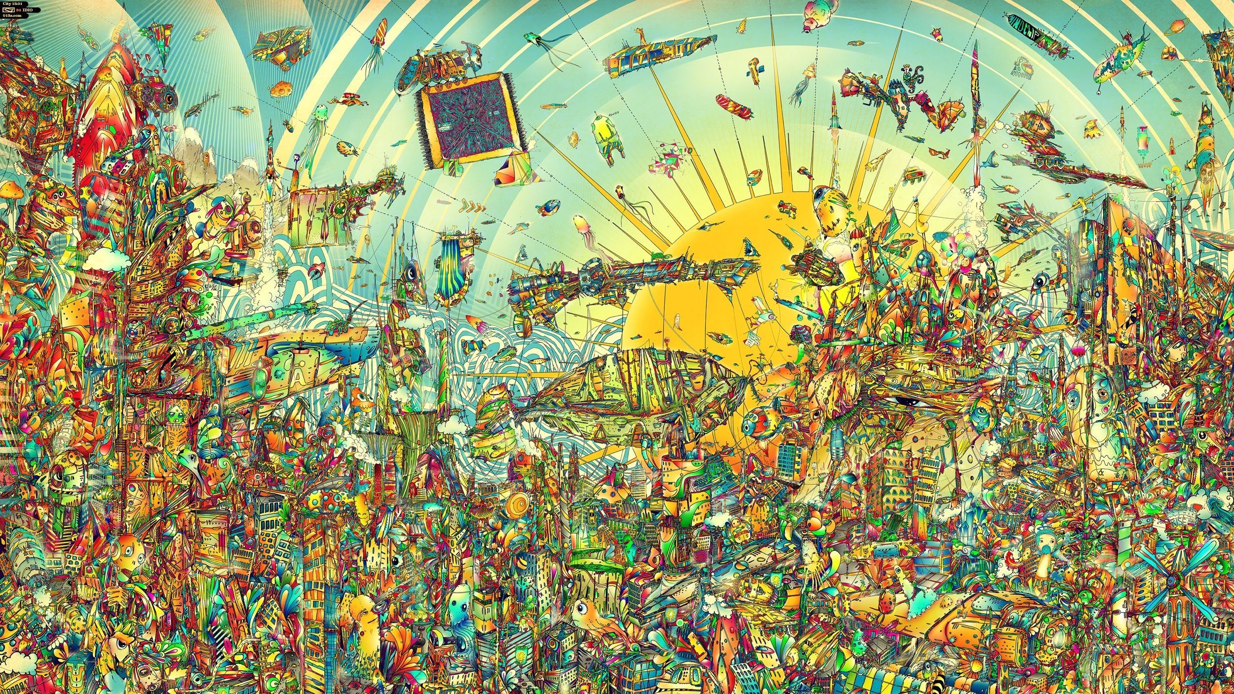 Collage psichedelico affollato colorato, 2500x1406 Hi-Res, HP Laptop