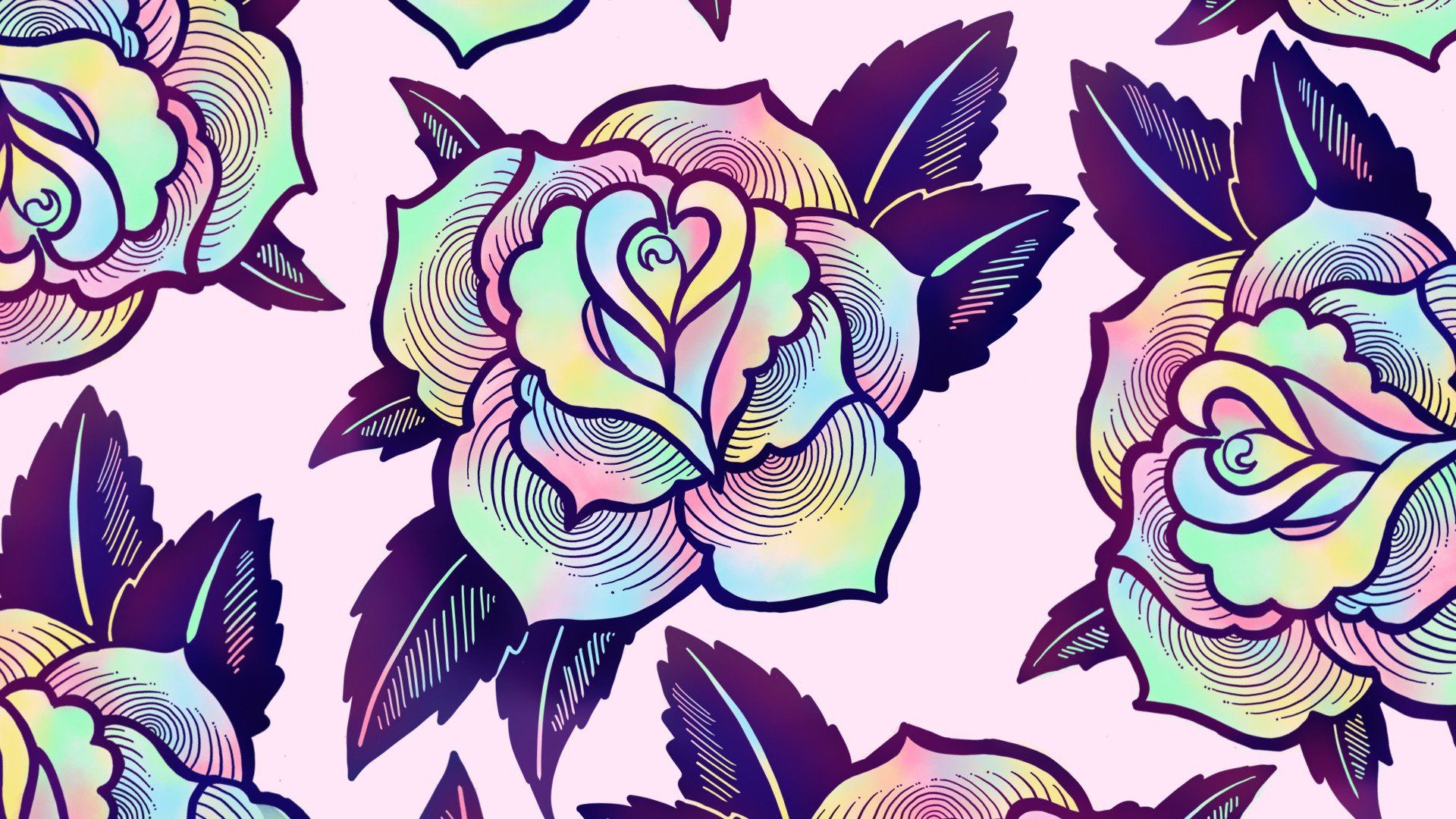 Rose psichedeliche multicolore pattern, 1920x1080 Full HD 1080p, Ultrabook