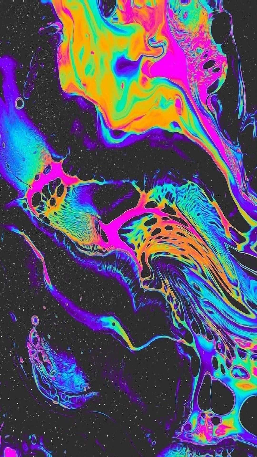 Vernice fluida psichedelica multicolore, 1080x1920 Verticale, Mobile