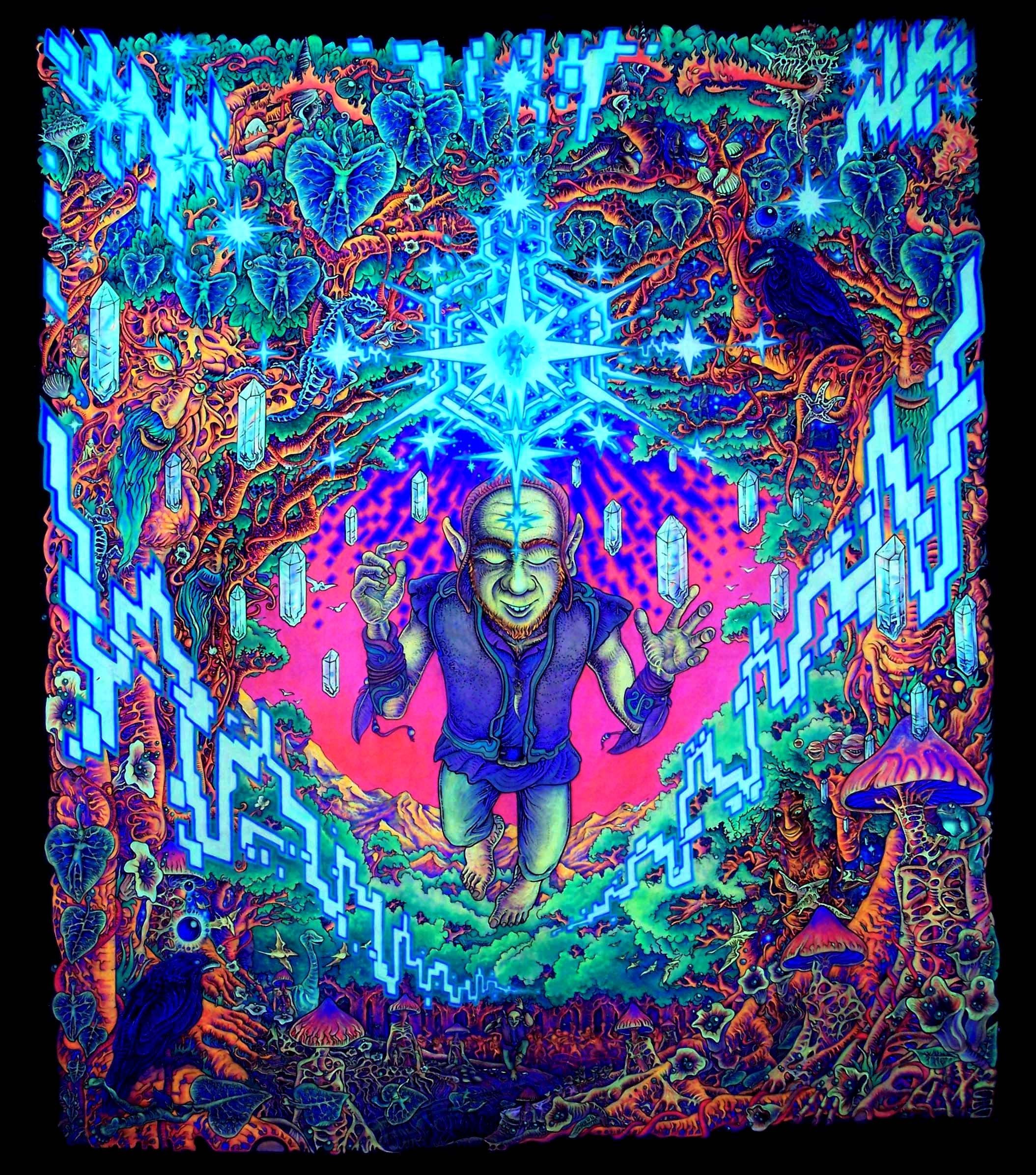 Figura sciamanica psichedelica fluorescente, 2109x2392 Full HD Verticale, iPhone