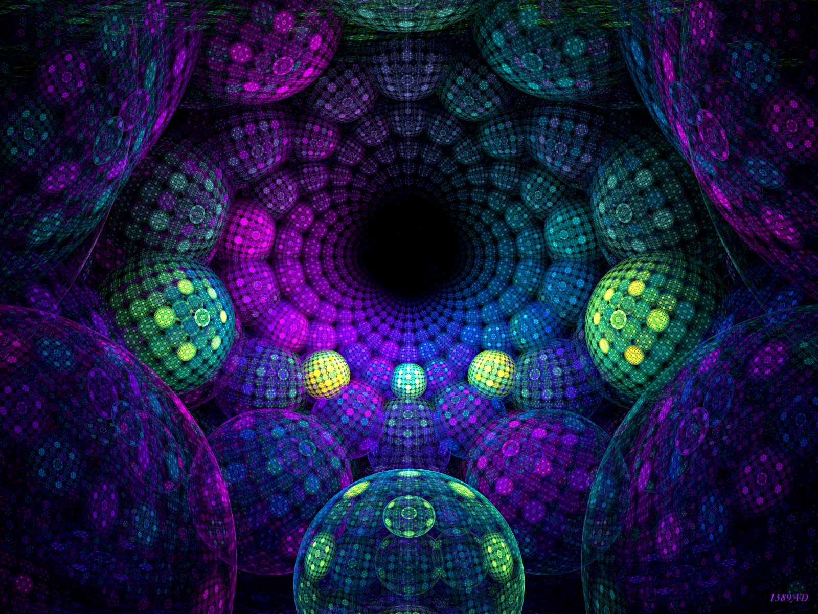 Tunnel frattale sfere psichedeliche, 1600x1200 900p, Laptop