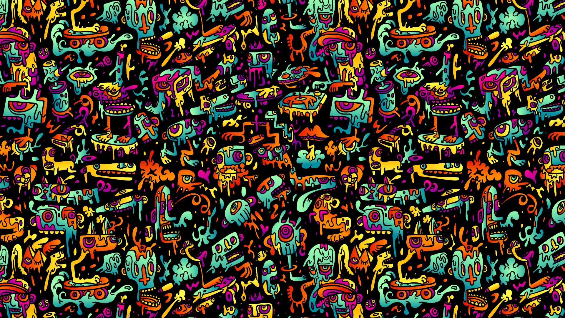 Pattern psichedelico doodle colorato, 1920x1080 Full HD 1080p, Laptop