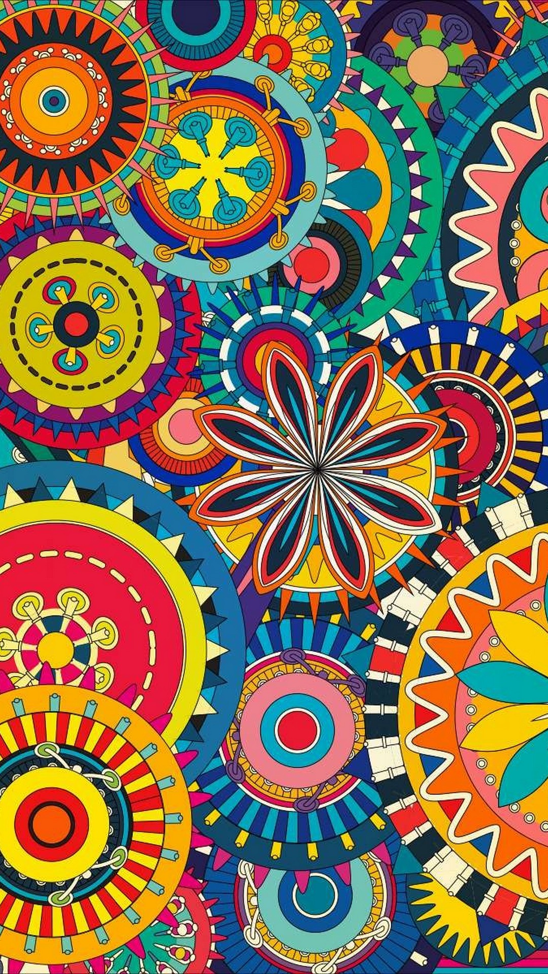 Mandala geometrici colorati psichedelici, 1080x1920 Full HD Verticale, Smartphone