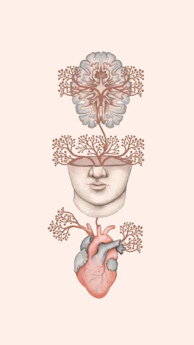 Testa cuore alberi illustrazione, 675x1200 Full HD Verticale, iPhone