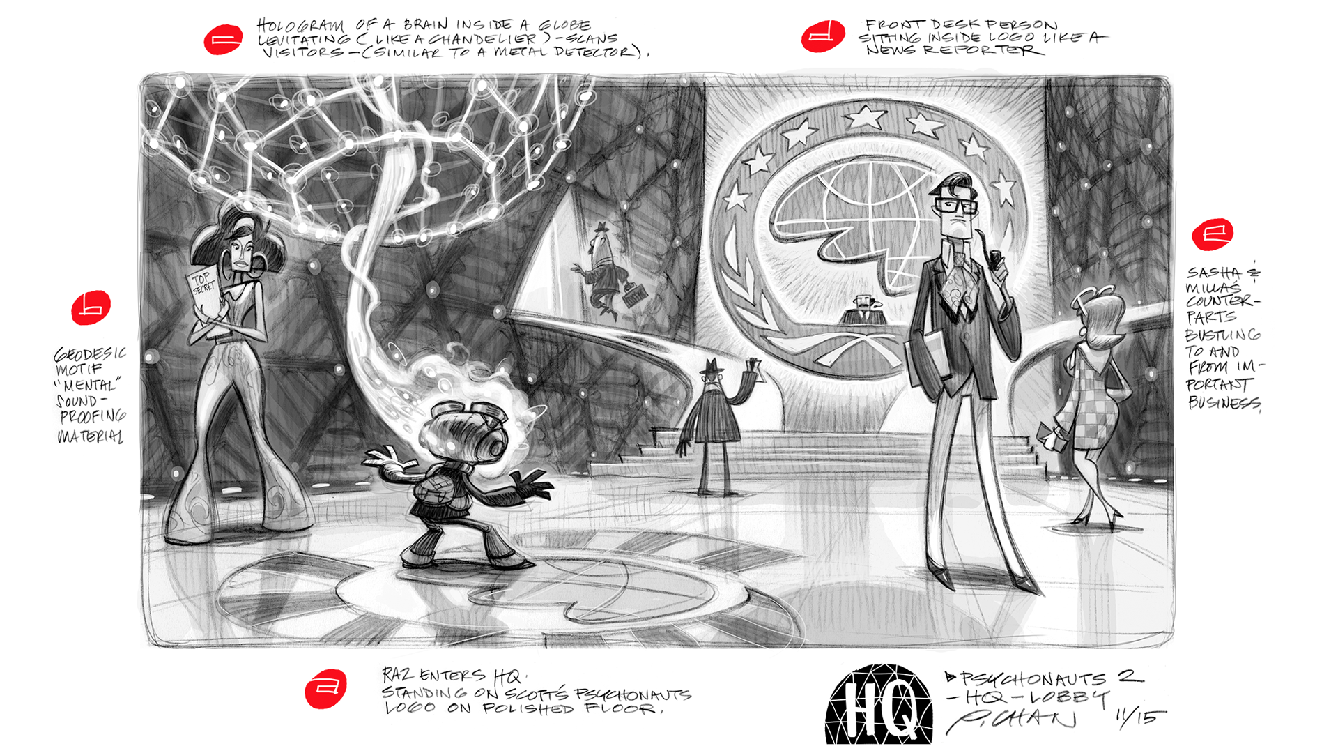 Storyboard Psychonauts personaggi cervello, 1920x1080 Full HD, Monitor Gaming