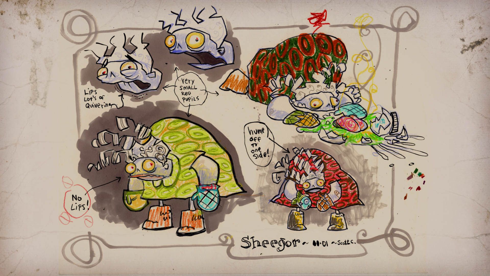Sheegor personaggio Psychonauts schizzi, 1920x1080 Full HD, PC Desktop