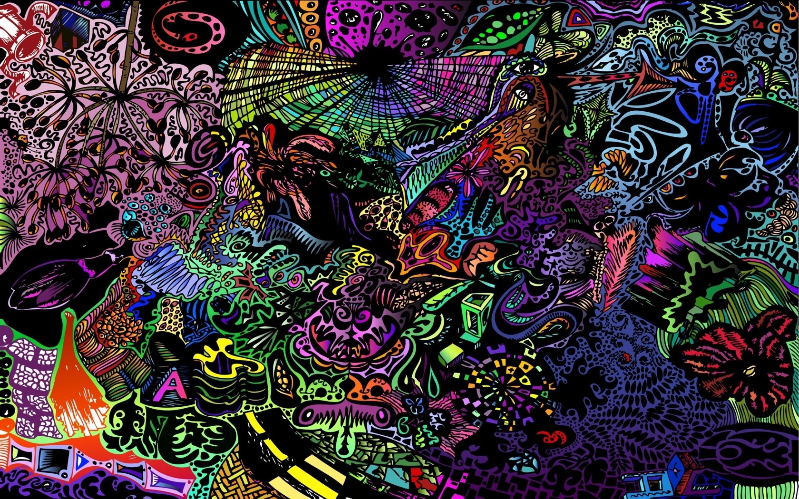 Doodle psichedelico astratto colorato, 2560x1600 2K, Desktop