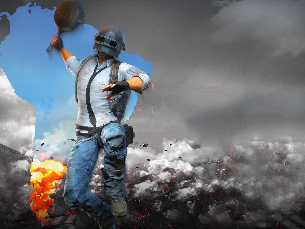 PUBG personaggio con casco e padella, 1024x768 HD, PC Desktop