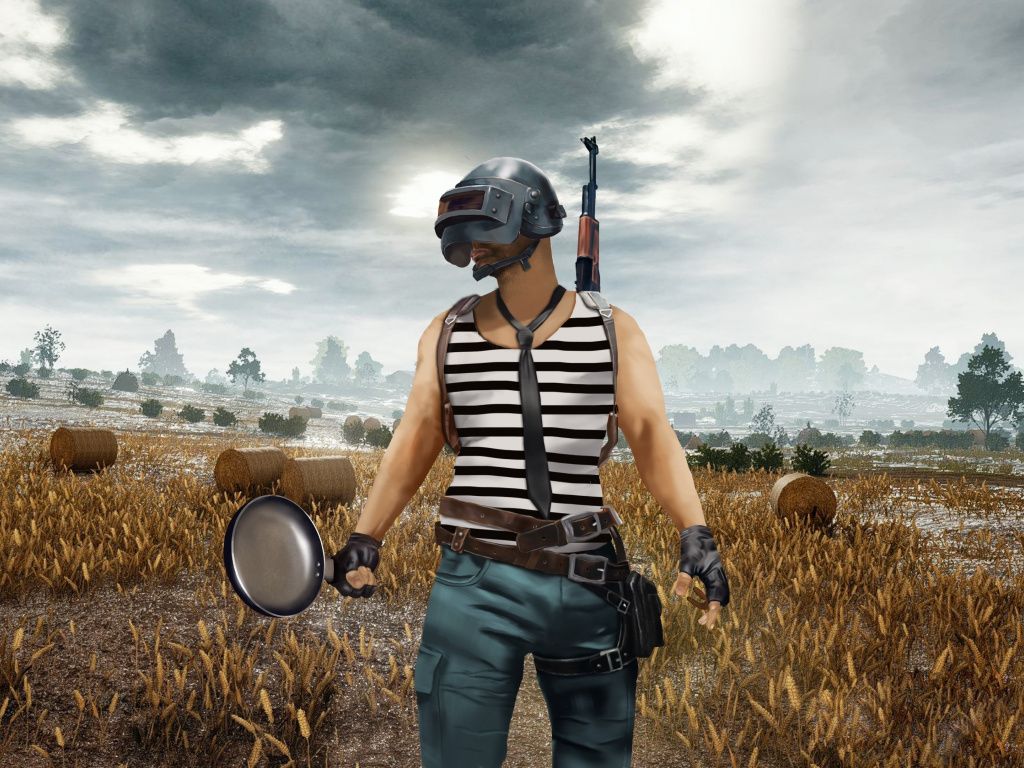 Personaggio PUBG con casco e padella, 1024x768 HD, Desktop