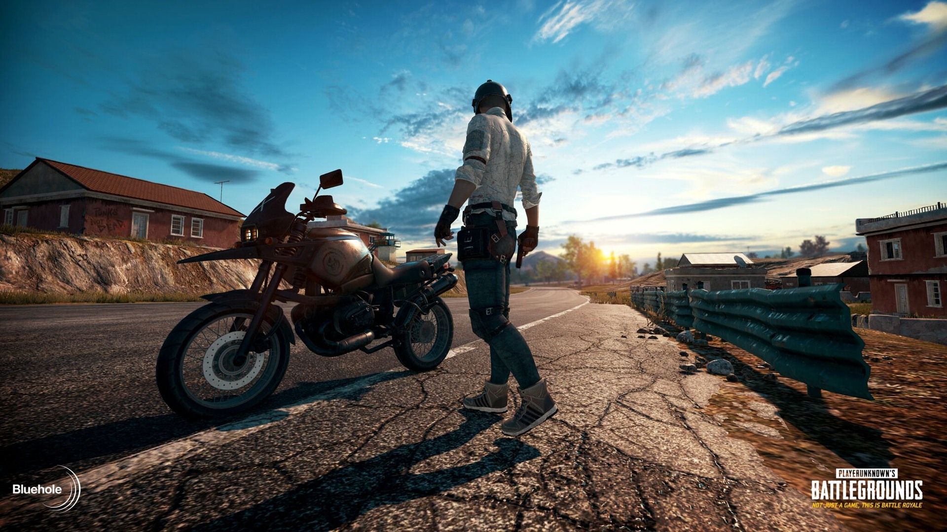 Personaggio PUBG con motocicletta, 1920x1080 Full HD, Desktop