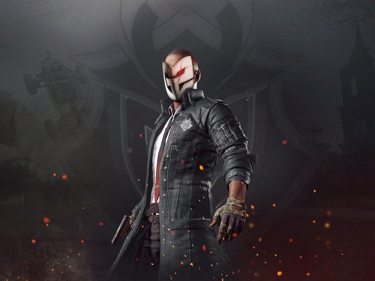 Personaggio PUBG su scooter, 1024x768 HD, iMac
