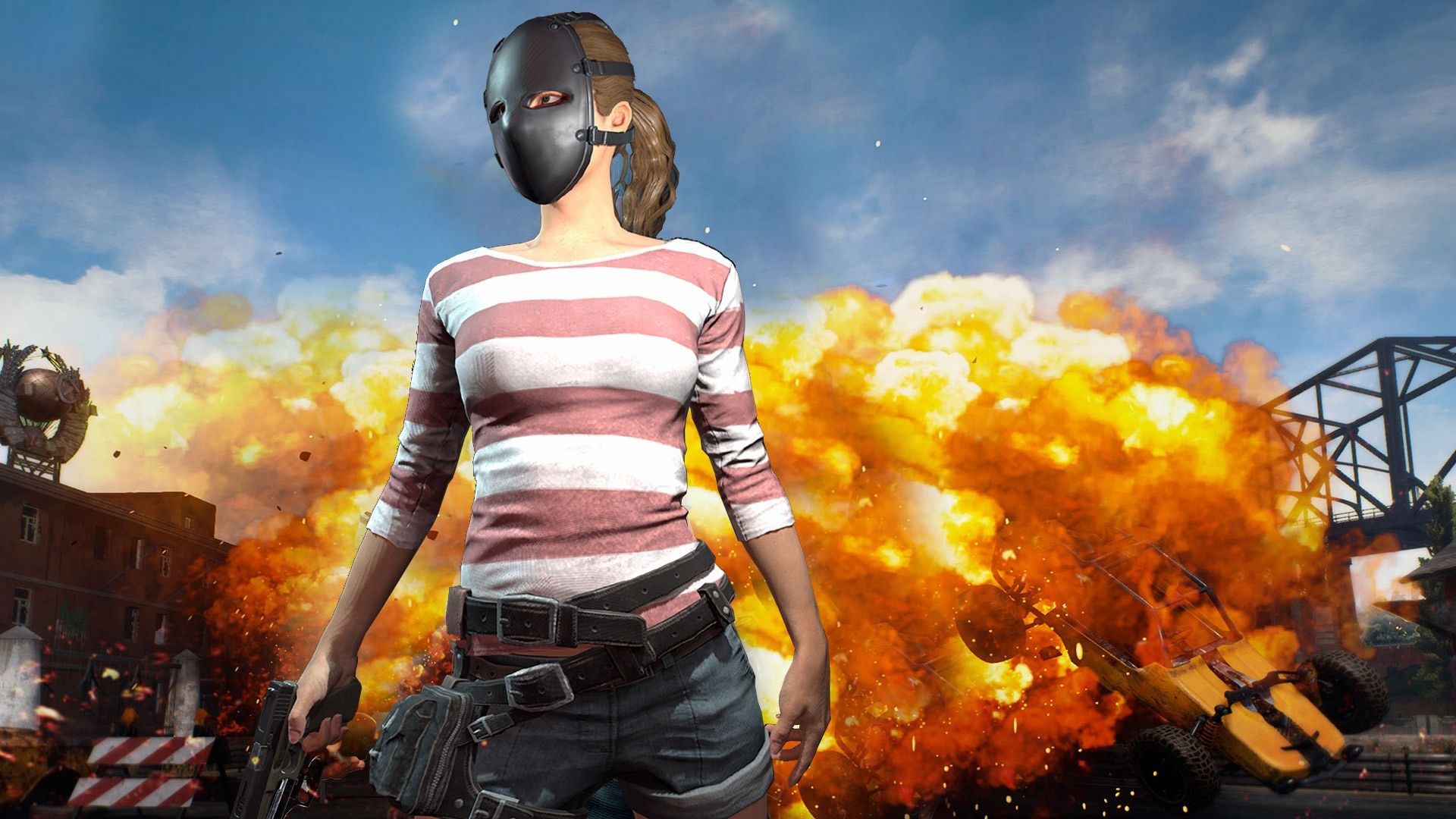 PUBG ragazza casco fan art, 1024x768 HD, Laptop