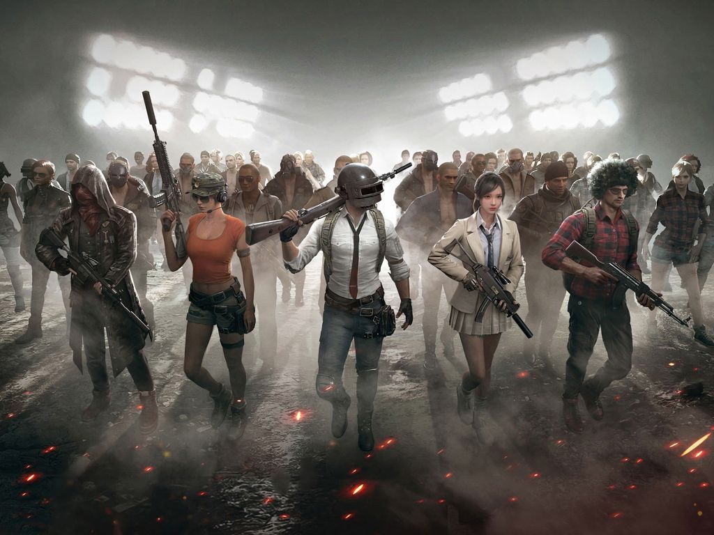 Personaggi PUBG con armi, 1024x768 HD, PC