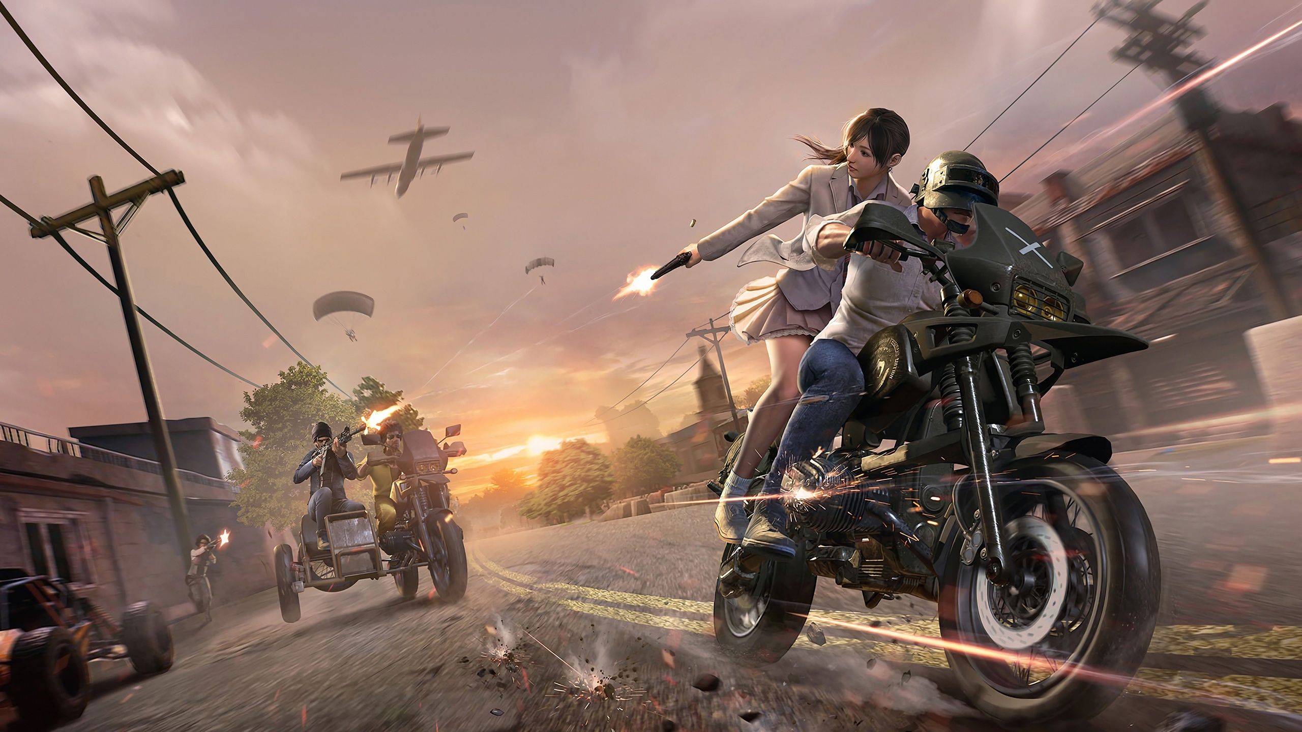 PUBG personaggi in moto, 2560x1440 2K, Desktop