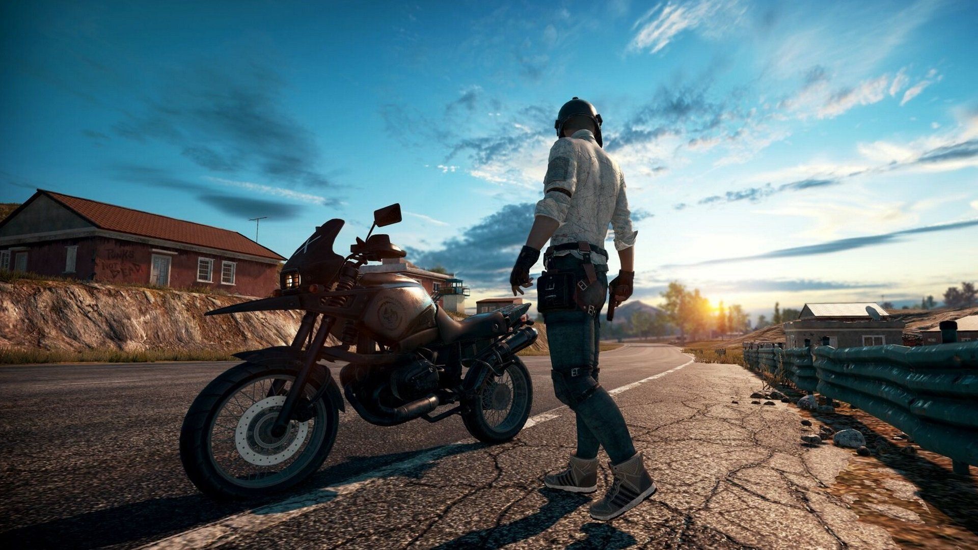 Personaggio PUBG con moto, 1920x1080 1080p, PC Desktop