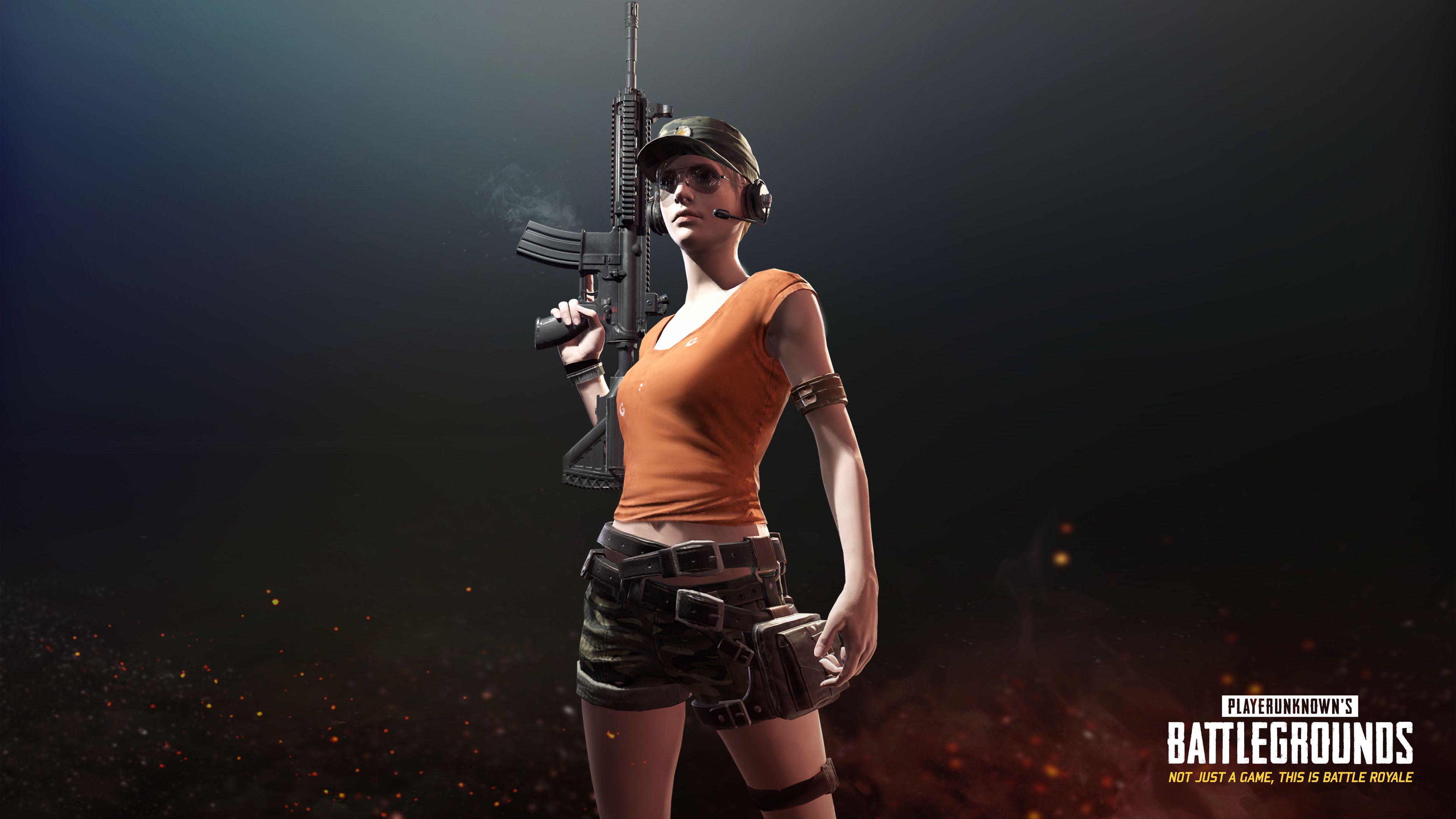 Personaggio femminile PUBG con fucile, 3840x2160 UHD, PC 4K