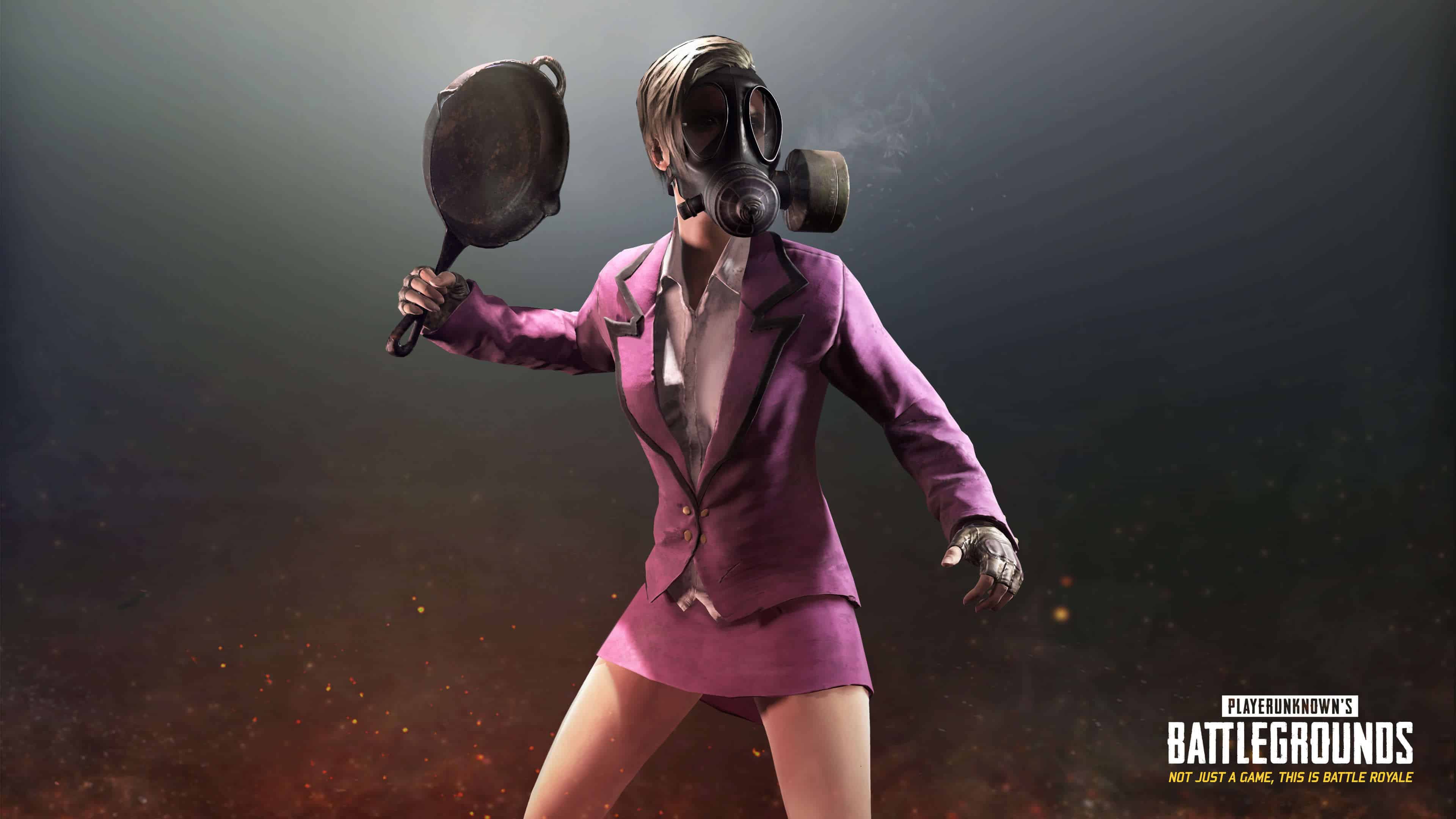 Personaggio PUBG maschera antigas rosa, 3840x2160 4K Ultra HD, Monitor 4K